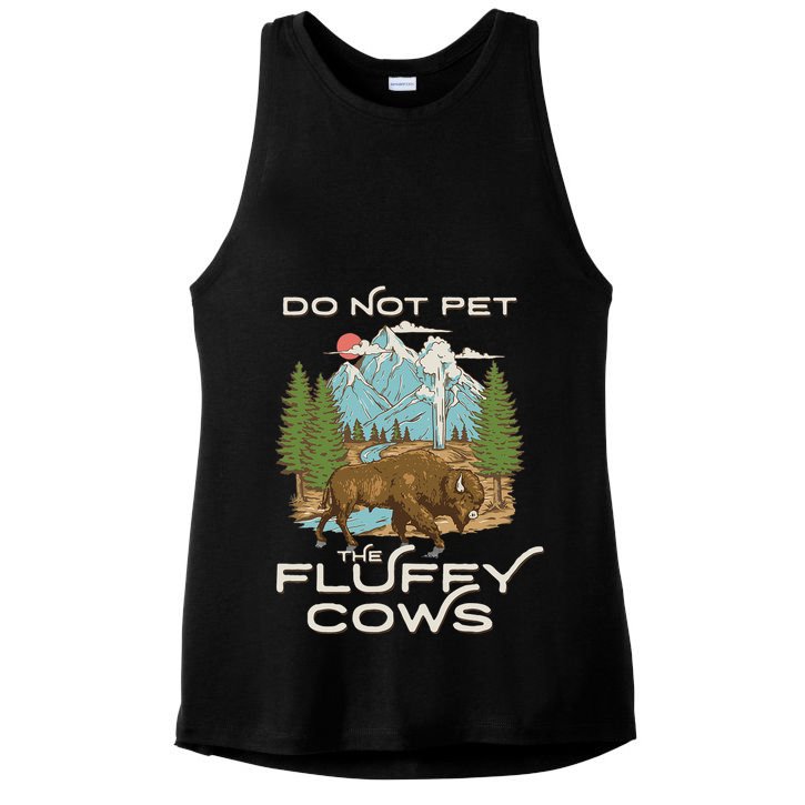 Funny Vintage Look Yellowstone National Park Bison Lover Ladies PosiCharge Tri-Blend Wicking Tank