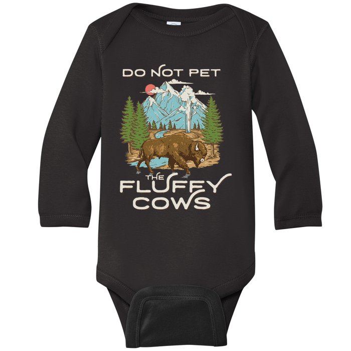 Funny Vintage Look Yellowstone National Park Bison Lover Baby Long Sleeve Bodysuit