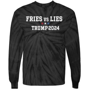 Fries Vs Lies Trump 2024 French Fries Trump Vance 2024 Tie-Dye Long Sleeve Shirt