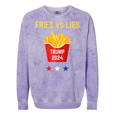 Fries Vs Lies Funny Trump Election Slogan Maga 2024 Voter Colorblast Crewneck Sweatshirt