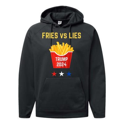 Fries Vs Lies Funny Trump Election Slogan Maga 2024 Voter Performance Fleece Hoodie