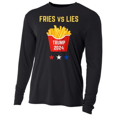 Fries Vs Lies Funny Trump Election Slogan Maga 2024 Voter Cooling Performance Long Sleeve Crew