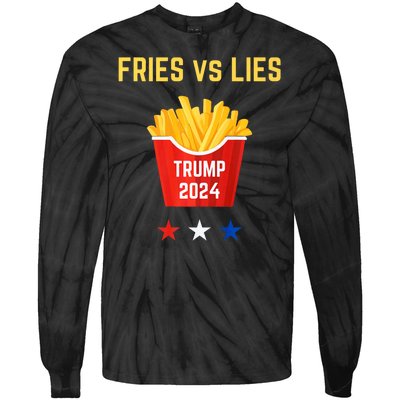 Fries Vs Lies Funny Trump Election Slogan Maga 2024 Voter Tie-Dye Long Sleeve Shirt