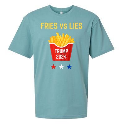 Fries Vs Lies Funny Trump Election Slogan Maga 2024 Voter Sueded Cloud Jersey T-Shirt