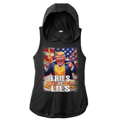 Fries Vs Lies Trump 2024 French Fries Trump Vance 2024fries Vs Lies Trump 2024 Ladies PosiCharge Tri-Blend Wicking Draft Hoodie Tank