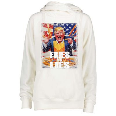 Fries Vs Lies Trump 2024 French Fries Trump Vance 2024fries Vs Lies Trump 2024 Womens Funnel Neck Pullover Hood