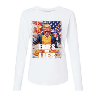 Fries Vs Lies Trump 2024 French Fries Trump Vance 2024fries Vs Lies Trump 2024 Womens Cotton Relaxed Long Sleeve T-Shirt