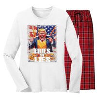 Fries Vs Lies Trump 2024 French Fries Trump Vance 2024fries Vs Lies Trump 2024 Women's Long Sleeve Flannel Pajama Set 