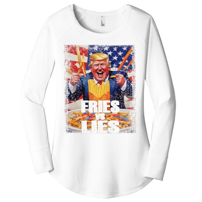 Fries Vs Lies Trump 2024 French Fries Trump Vance 2024fries Vs Lies Trump 2024 Women's Perfect Tri Tunic Long Sleeve Shirt