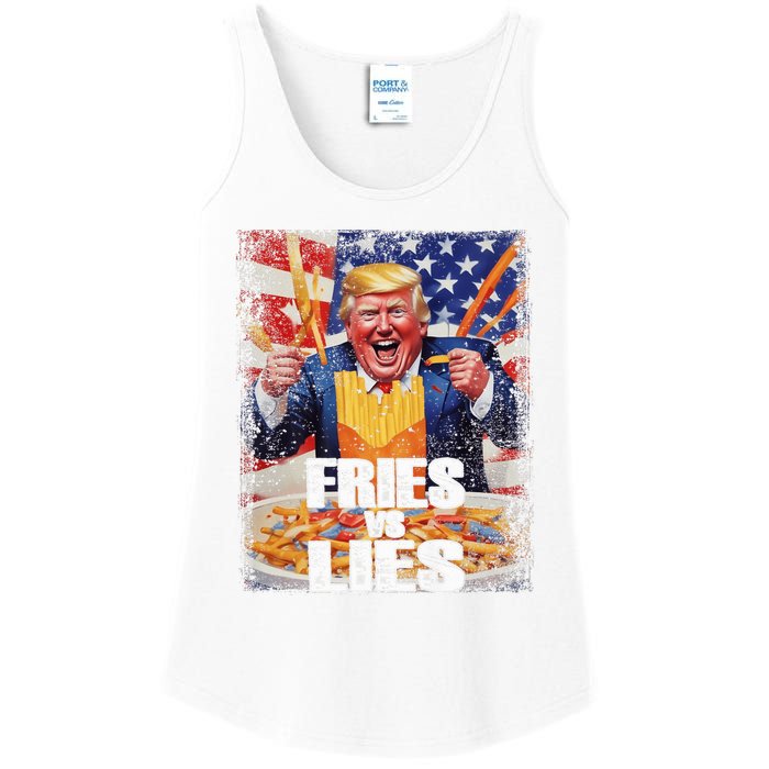 Fries Vs Lies Trump 2024 French Fries Trump Vance 2024fries Vs Lies Trump 2024 Ladies Essential Tank