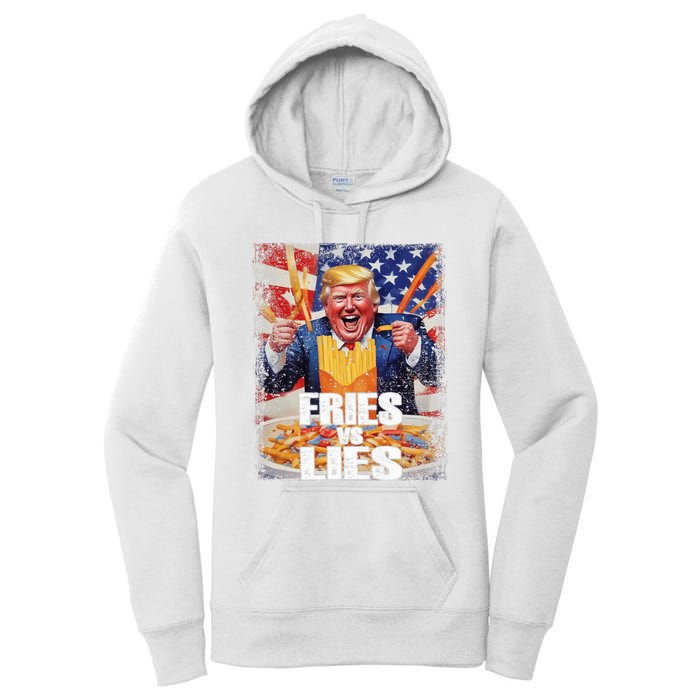 Fries Vs Lies Trump 2024 French Fries Trump Vance 2024fries Vs Lies Trump 2024 Women's Pullover Hoodie