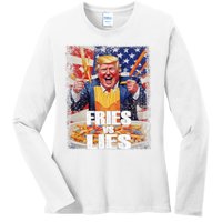 Fries Vs Lies Trump 2024 French Fries Trump Vance 2024fries Vs Lies Trump 2024 Ladies Long Sleeve Shirt