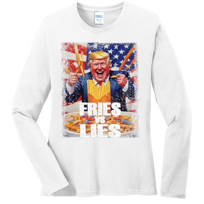 Fries Vs Lies Trump 2024 French Fries Trump Vance 2024fries Vs Lies Trump 2024 Ladies Long Sleeve Shirt