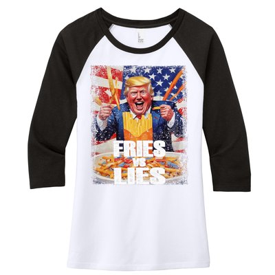 Fries Vs Lies Trump 2024 French Fries Trump Vance 2024fries Vs Lies Trump 2024 Women's Tri-Blend 3/4-Sleeve Raglan Shirt