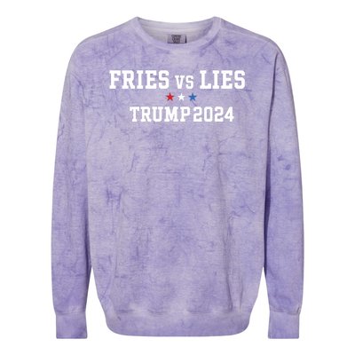 Fries Vs Lies Trump 2024 French Fries Trump Vance 2024 Colorblast Crewneck Sweatshirt