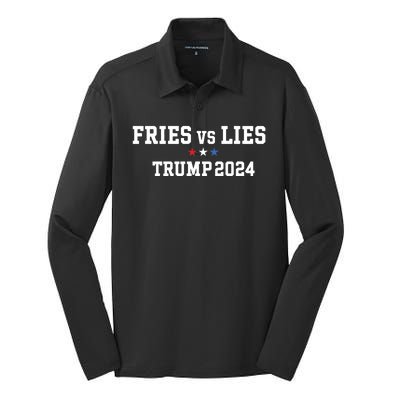 Fries Vs Lies Trump 2024 French Fries Trump Vance 2024 Silk Touch Performance Long Sleeve Polo