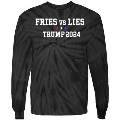 Fries Vs Lies Trump 2024 French Fries Trump Vance 2024 Tie-Dye Long Sleeve Shirt