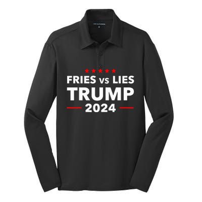 Fries Vs Lies Trump 2024 French Fries Trump Vance 2024 Silk Touch Performance Long Sleeve Polo