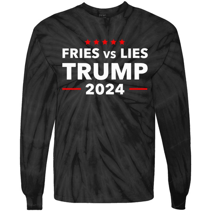 Fries Vs Lies Trump 2024 French Fries Trump Vance 2024 Tie-Dye Long Sleeve Shirt