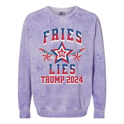 Fries Vs Lies Trump 2024 French Fries Trump Vance 2024 Colorblast Crewneck Sweatshirt