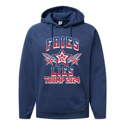 Fries Vs Lies Trump 2024 French Fries Trump Vance 2024 Performance Fleece Hoodie