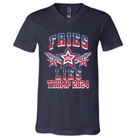 Fries Vs Lies Trump 2024 French Fries Trump Vance 2024 V-Neck T-Shirt