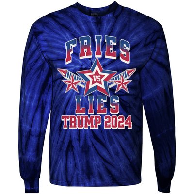 Fries Vs Lies Trump 2024 French Fries Trump Vance 2024 Tie-Dye Long Sleeve Shirt