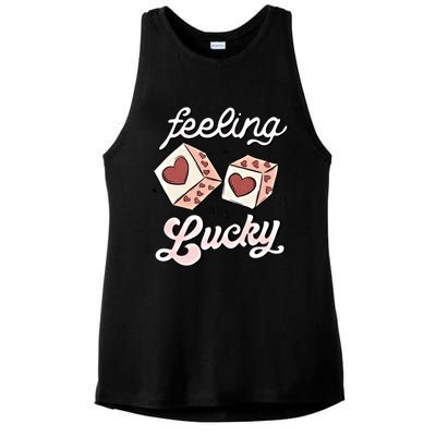 Feeling Valentines Lucky Love Dice Group Casino Gift Ladies PosiCharge Tri-Blend Wicking Tank