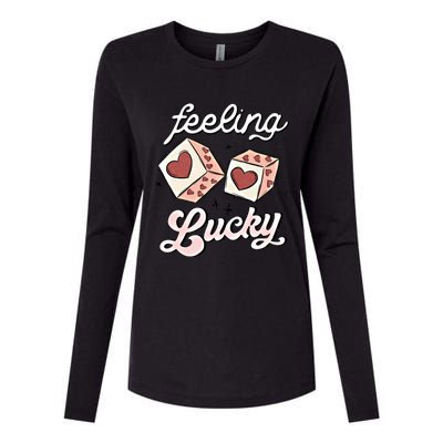 Feeling Valentines Lucky Love Dice Group Casino Gift Womens Cotton Relaxed Long Sleeve T-Shirt