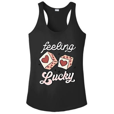 Feeling Valentines Lucky Love Dice Group Casino Gift Ladies PosiCharge Competitor Racerback Tank