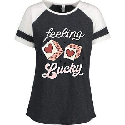 Feeling Valentines Lucky Love Dice Group Casino Gift Enza Ladies Jersey Colorblock Tee