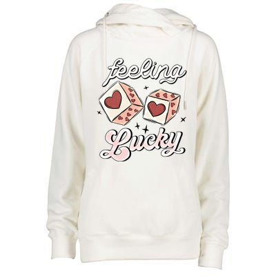 Feeling Valentines Lucky Love Dice Group Casino Gift Womens Funnel Neck Pullover Hood