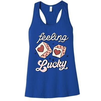 Feeling Valentines Lucky Love Dice Group Casino Gift Women's Racerback Tank