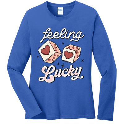 Feeling Valentines Lucky Love Dice Group Casino Gift Ladies Long Sleeve Shirt