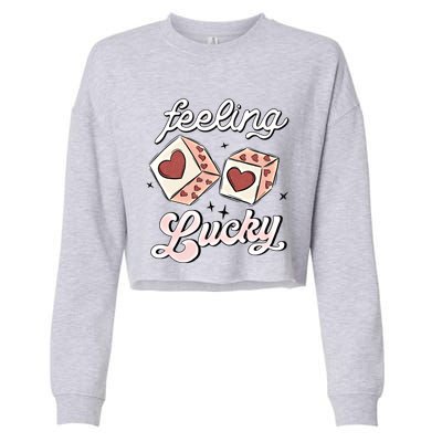 Feeling Valentines Lucky Love Dice Group Casino Gift Cropped Pullover Crew