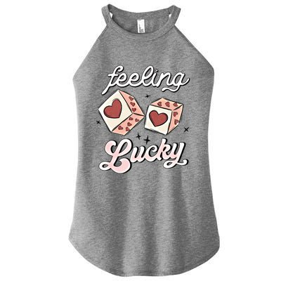 Feeling Valentines Lucky Love Dice Group Casino Gift Women's Perfect Tri Rocker Tank