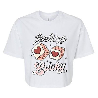 Feeling Valentines Lucky Love Dice Group Casino Gift Bella+Canvas Jersey Crop Tee