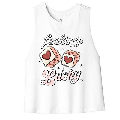 Feeling Valentines Lucky Love Dice Group Casino Gift Women's Racerback Cropped Tank