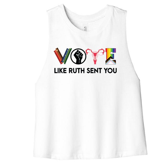 Funny Vote Like Ruth Sent You Gavel Feminists Lgbt Pride Women's Racerback Cropped Tank