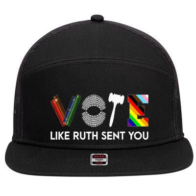 Funny Vote Like Ruth Sent You Gavel Feminists Lgbt Pride 7 Panel Mesh Trucker Snapback Hat