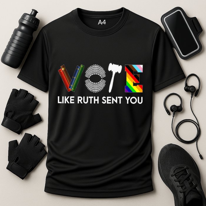 Funny Vote Like Ruth Sent You Gavel Feminists Lgbt Pride Cooling Performance Crew T-Shirt