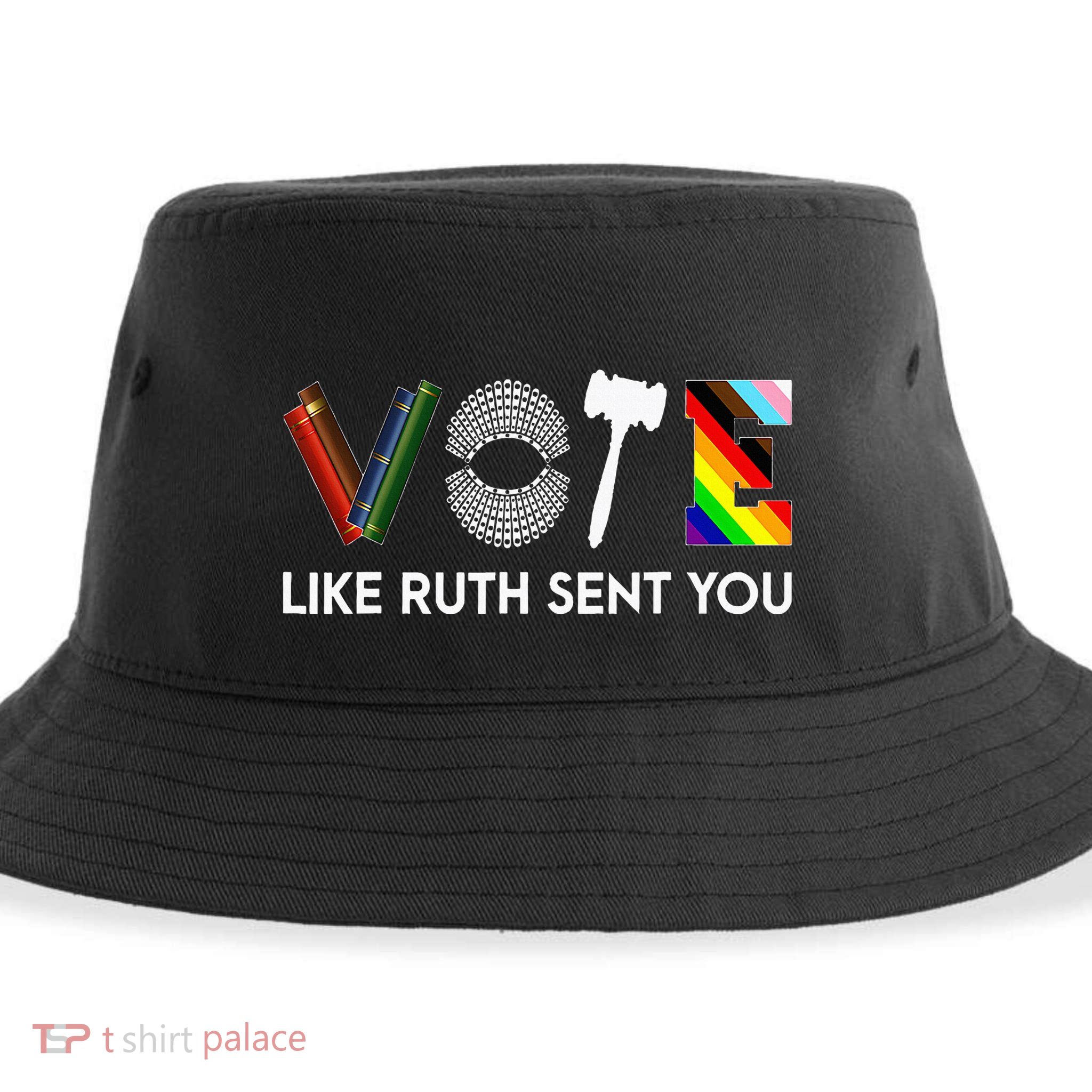 Funny Vote Like Ruth Sent You Gavel Feminists Lgbt Pride Sustainable Bucket Hat