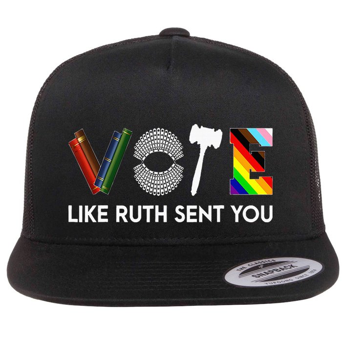 Funny Vote Like Ruth Sent You Gavel Feminists Lgbt Pride Flat Bill Trucker Hat