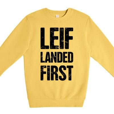 Funny Viking Leif Erikson Day / Distressed Leif Erikson Gift Premium Crewneck Sweatshirt