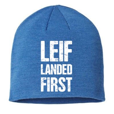 Funny Viking Leif Erikson Day / Distressed Leif Erikson Gift Sustainable Beanie