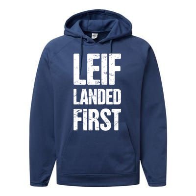 Funny Viking Leif Erikson Day / Distressed Leif Erikson Gift Performance Fleece Hoodie