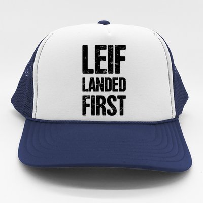 Funny Viking Leif Erikson Day / Distressed Leif Erikson Gift Trucker Hat