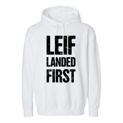 Funny Viking Leif Erikson Day / Distressed Leif Erikson Gift Garment-Dyed Fleece Hoodie