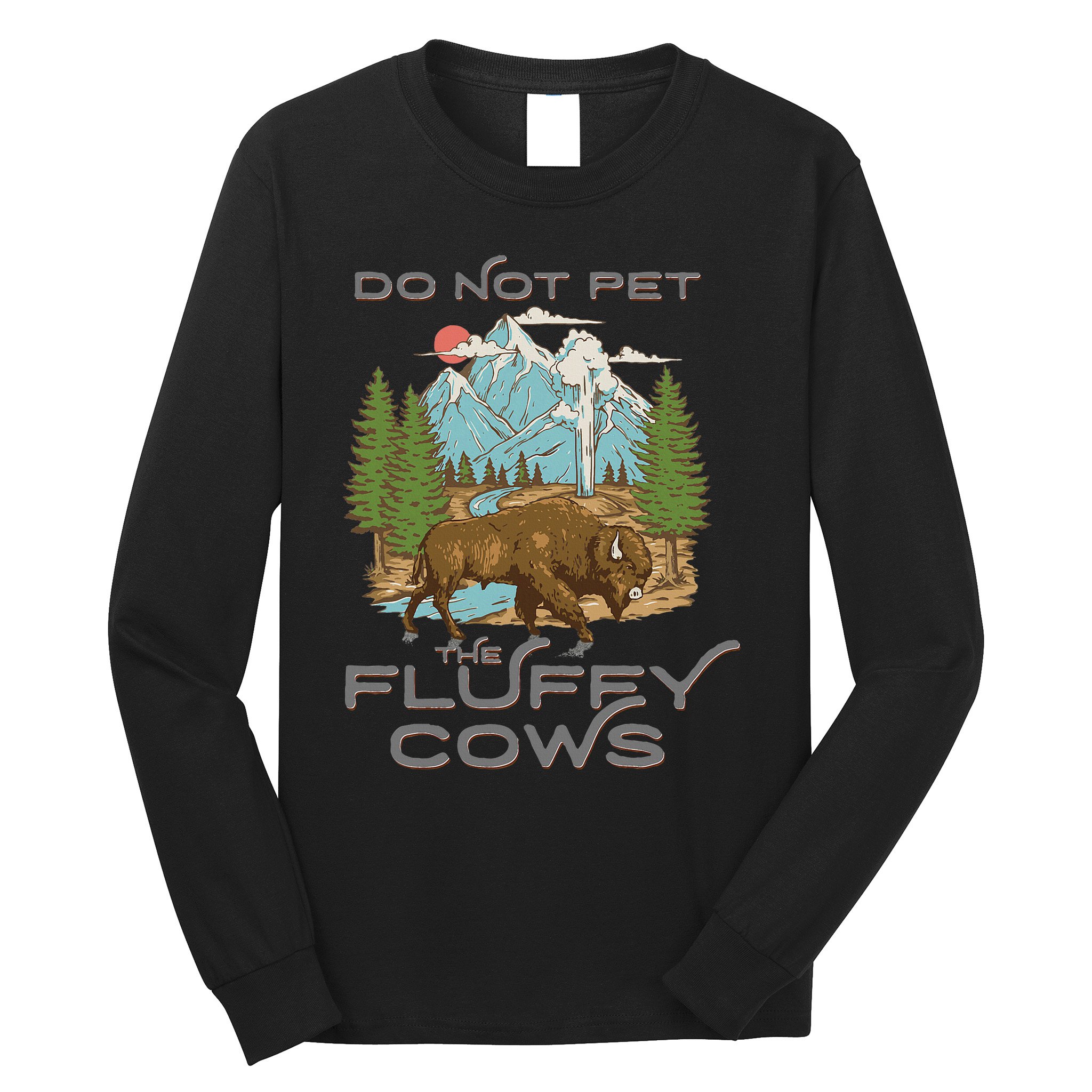 Funny Vintage Look Yellowstone National Park Bison Lover Long Sleeve Shirt