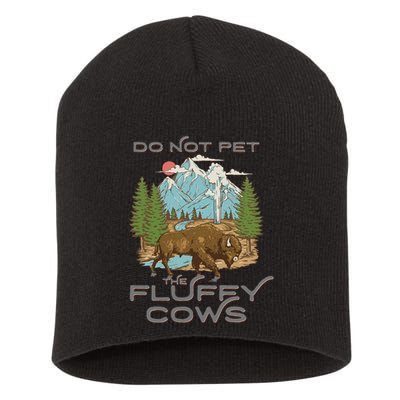 Funny Vintage Look Yellowstone National Park Bison Lover Short Acrylic Beanie